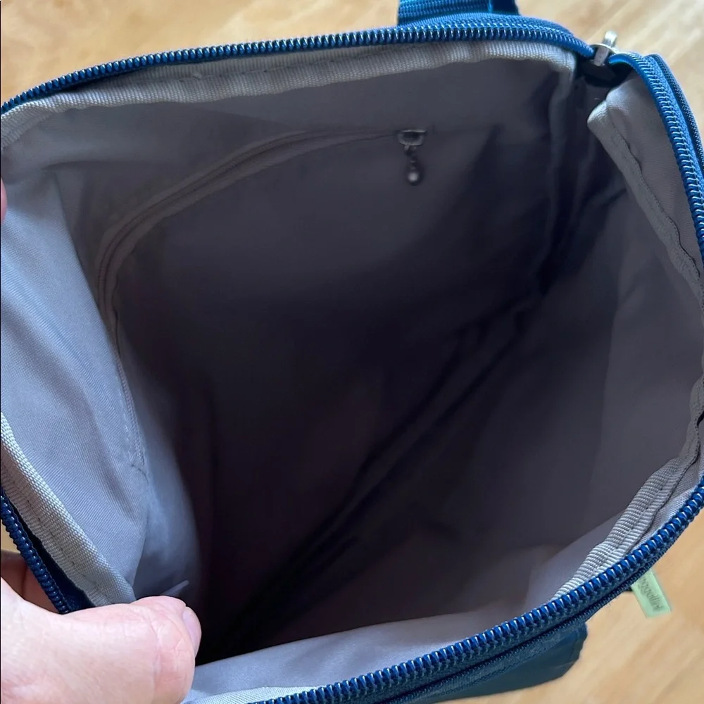 Baggallini Deep Navy Crossbody Messenger Bag with Silver Zippers